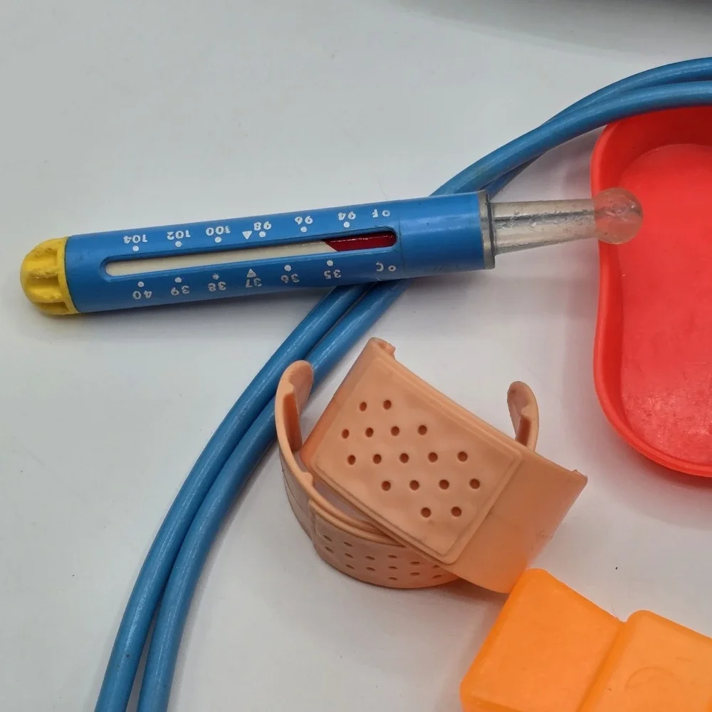 Vintage 1987 Fisher Price Medical Kit Doctor Bag & Accessories Cast Band-Aids